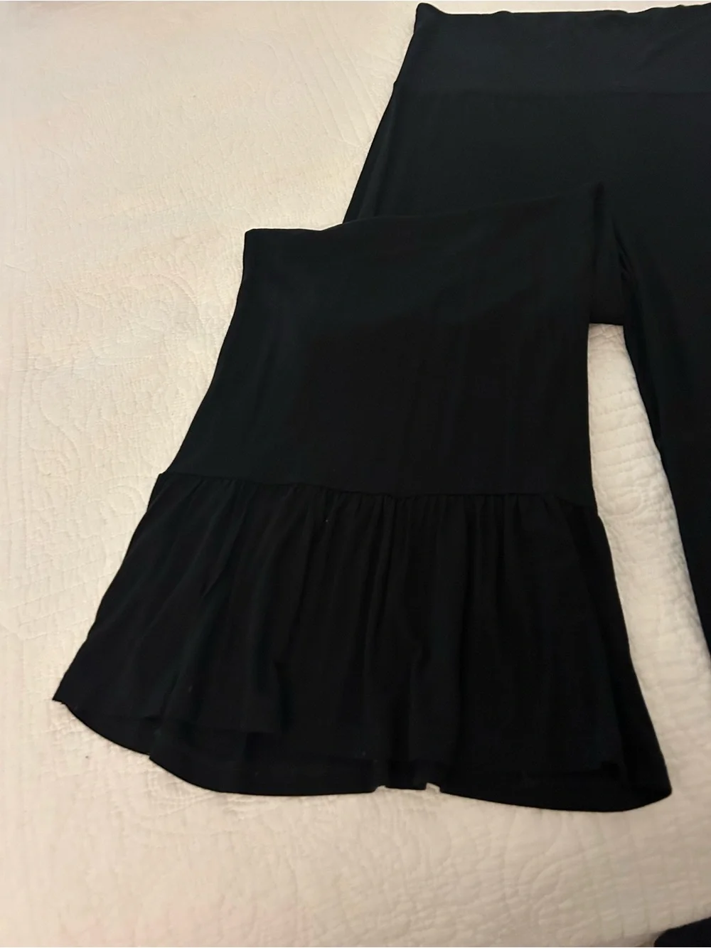 Black Wide Leg Ruffle Hem Pants - Picture 5 of 5
